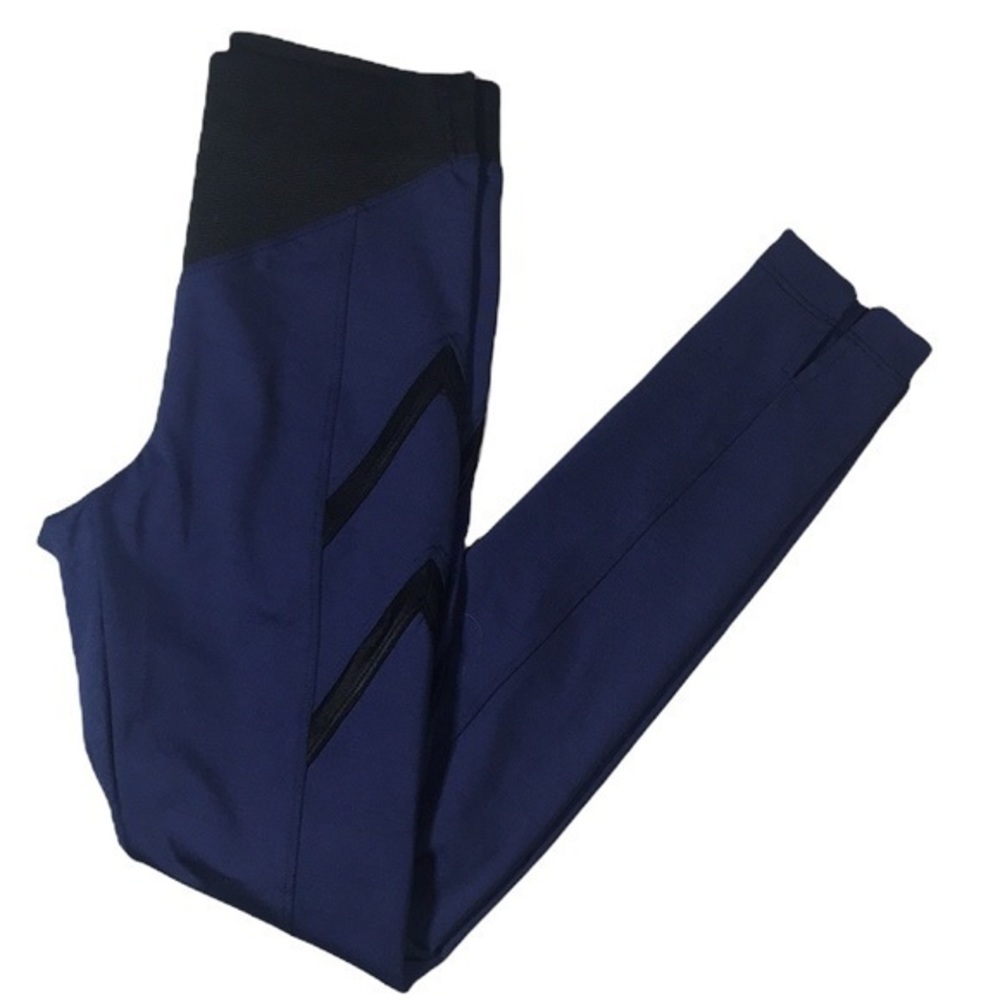 Koral Blue Black V Waistband Palm Shantung High Rise Leggings - Picture 10 of 10
